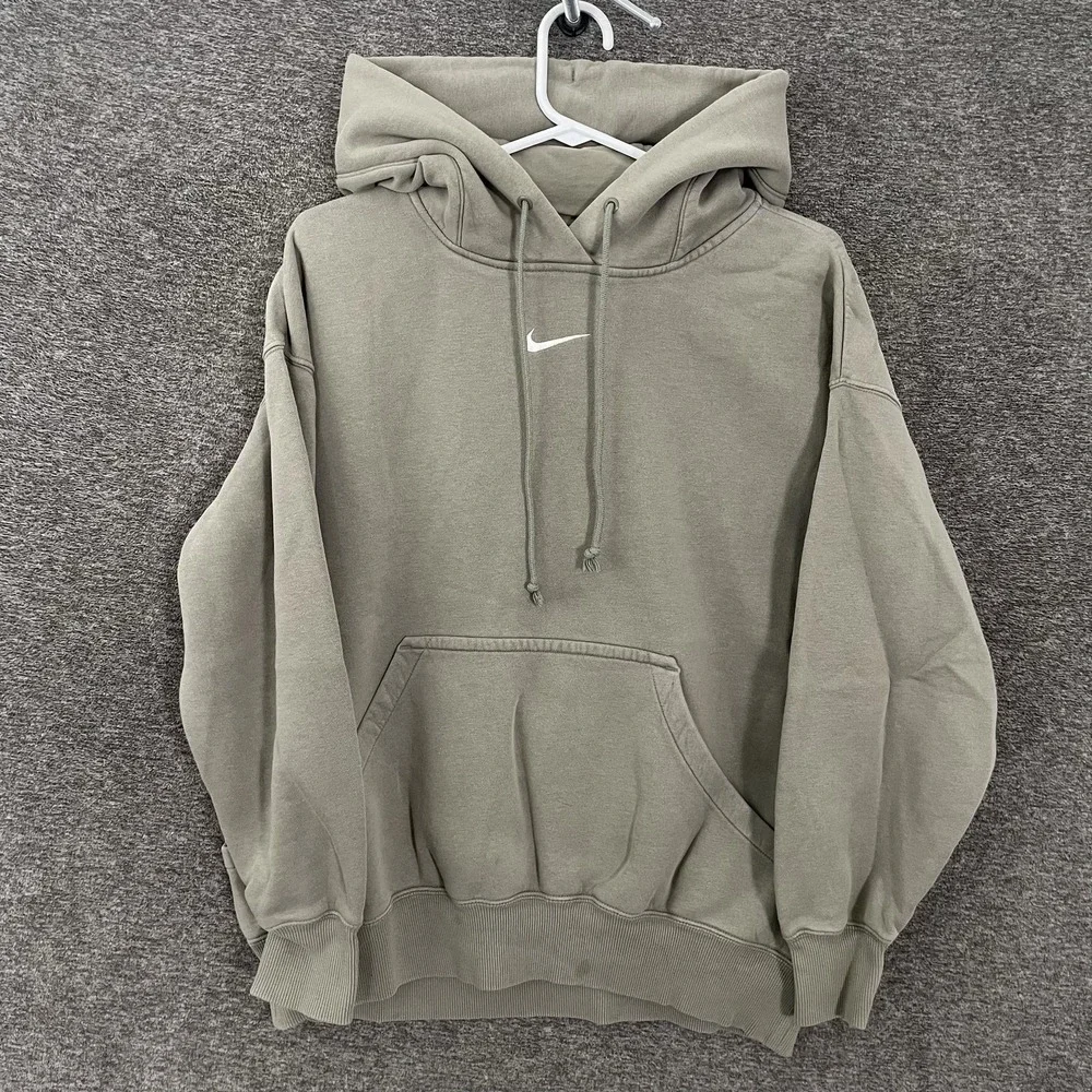 Nike Hoodie Mens Medium Green Fleece Pullover Small Swoosh Sweatshirt DQ5860-320